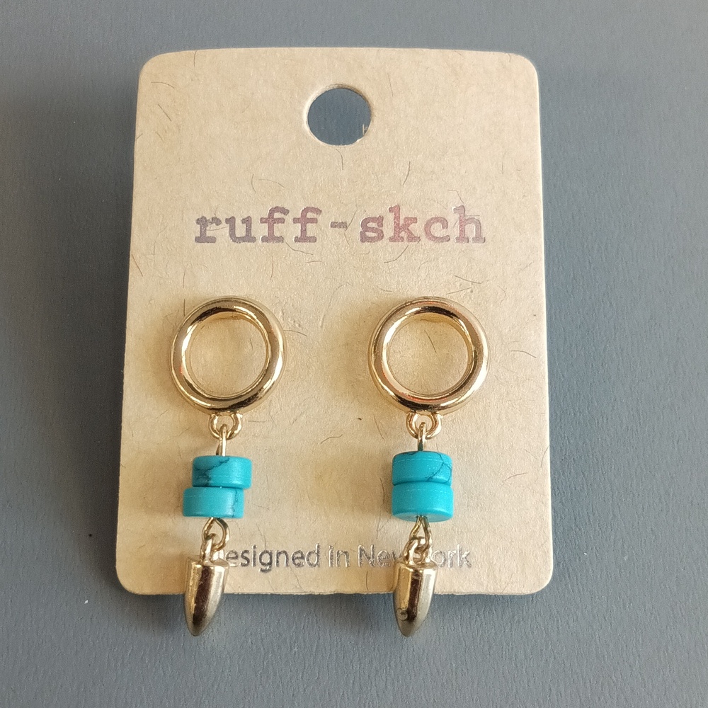 2/$15 + $4.99 Shipping | NEW Gold Toned & Turquoise Bead Pierced Earrings